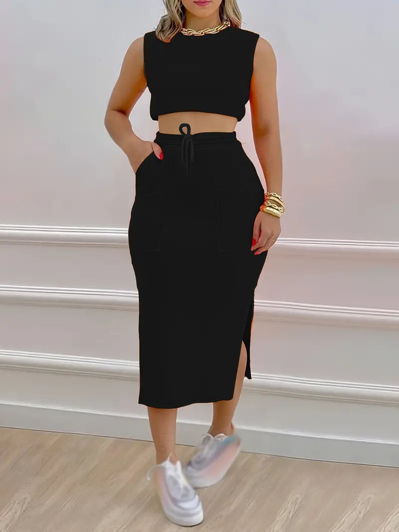 Solid Casual Two-piece Set